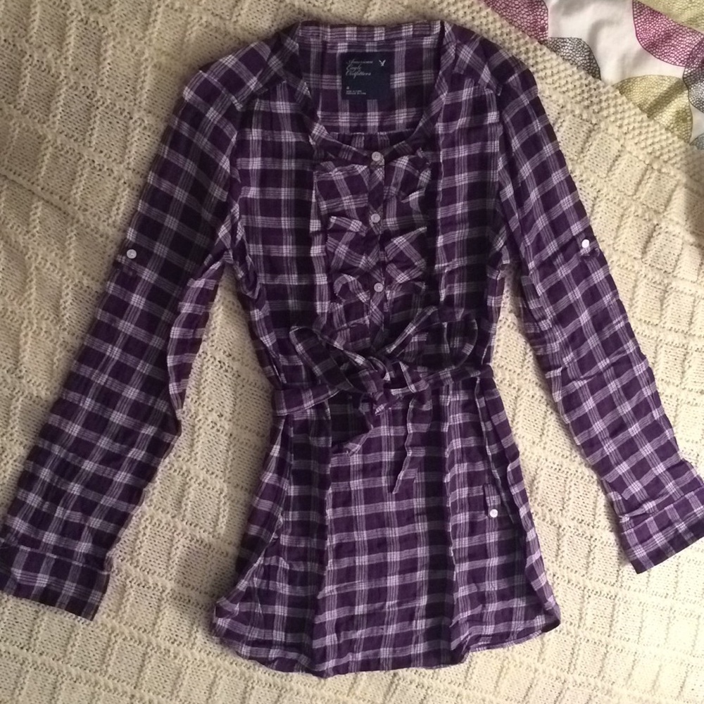 Purple Plaid Blouse from American Eagle Outfitters